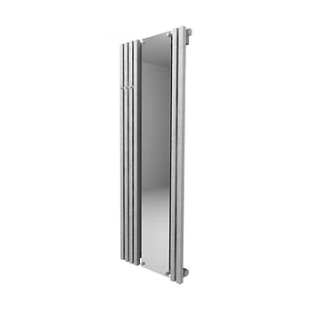 Product cut out image of the Radox Image D 1500mm x 535mm Textured White Heated Radiator with Offset Mirror